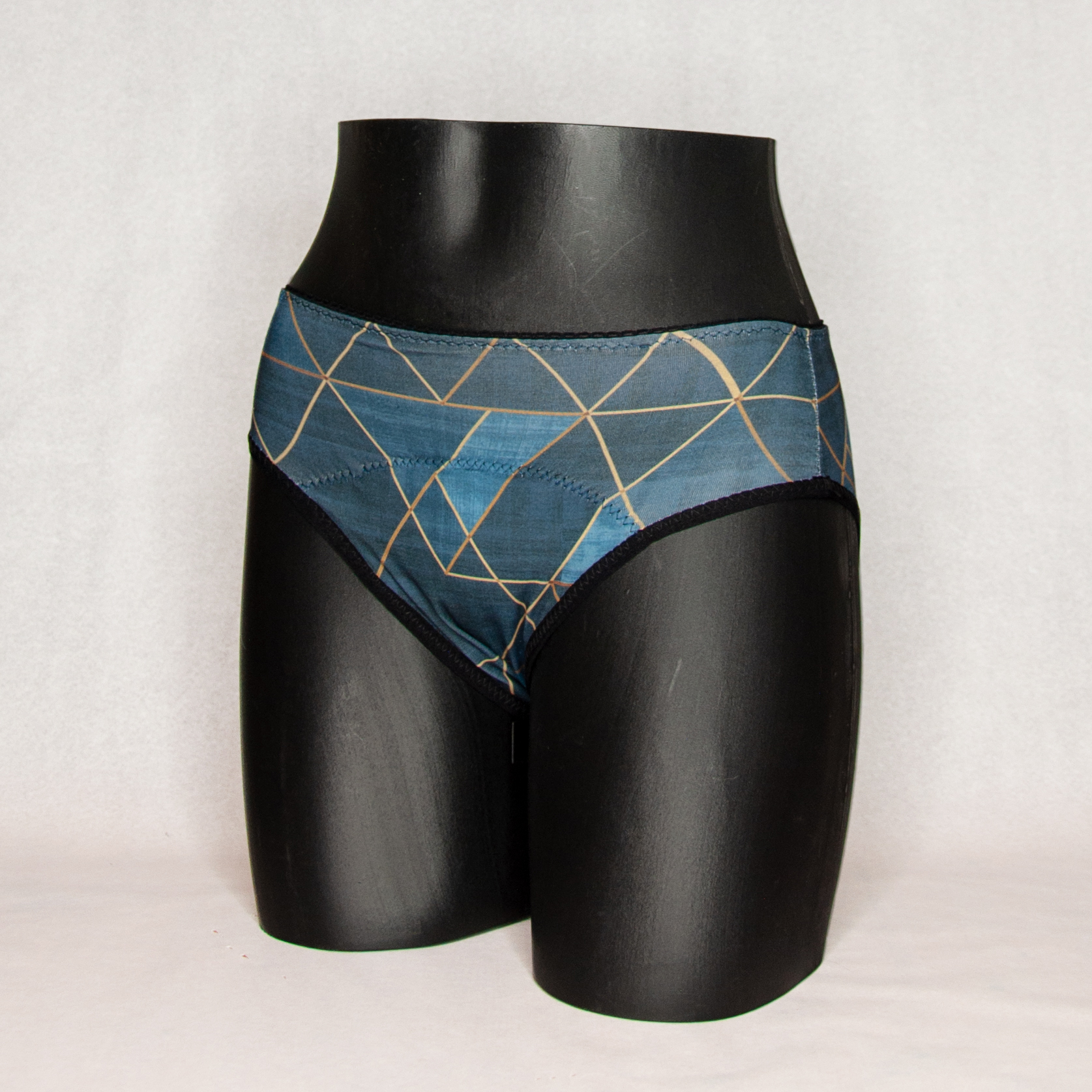 culotte menstruelle trianges bleu et or flux moyen T36 cote