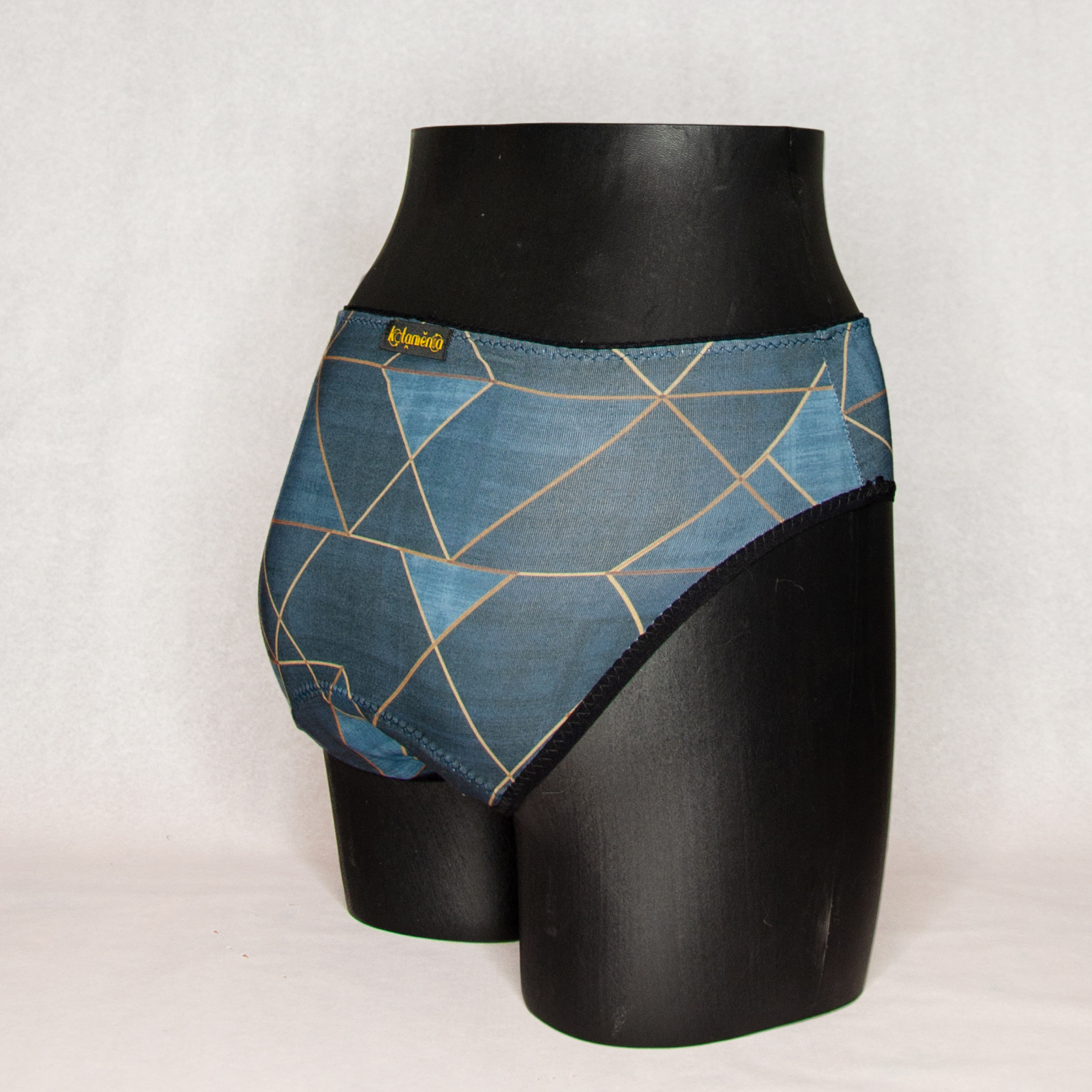 culotte menstruelle trianges bleu et or flux moyen T36 dos